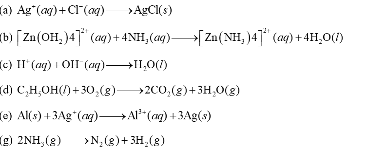 Cho các phản ứng hoá học sau: (a)   (b)   (c)   (d)   (e)   (g)   Số phản ứng có thể chuyển hoá năng lượng phản ứng thành điện năng thông qua việc lập các pin điện hoá là (ảnh 1)