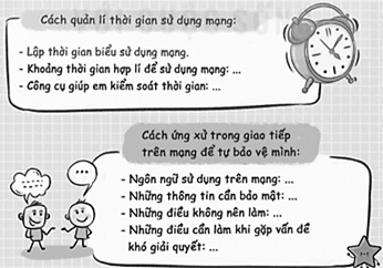 Thảo luận thêm với người thân và những người xung quanh về chủ đề “Tự chủ và đảm bảo an toàn khi giao tiếp trên mạng”  Em cần: Bản Quy tắc tự chủ và đảm bảo an toàn khi giao tiếp trên mạng. (ảnh 1)