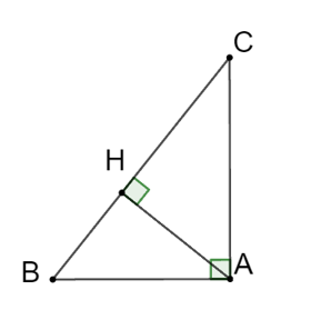 Cho tam giác ABC vuông tại A với đường cao AH. Hãy tính cos C theo hai cách (ảnh 1)