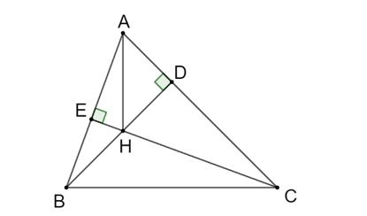 Cho tam giác nhọn ABC, hai đường cao BD và CE cắt nhau tại H. Chứng minh rằng:  (ảnh 1)