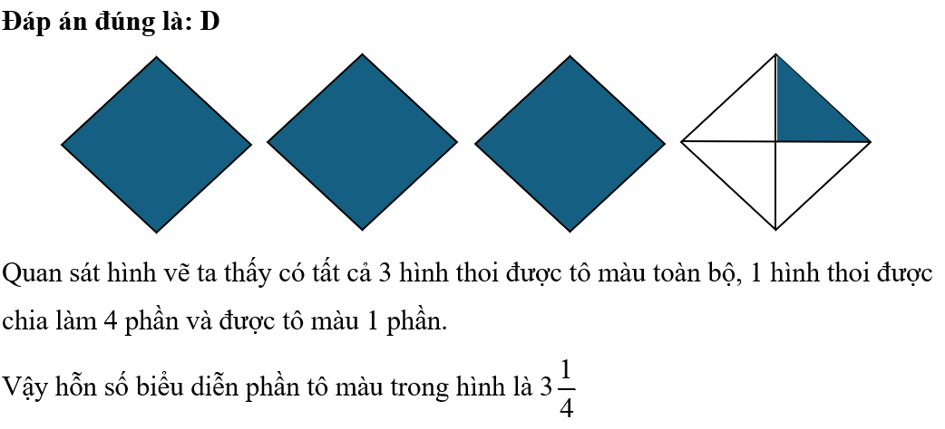 Hỗn số biểu diễn phần tô màu trong hình là:   (ảnh 2)