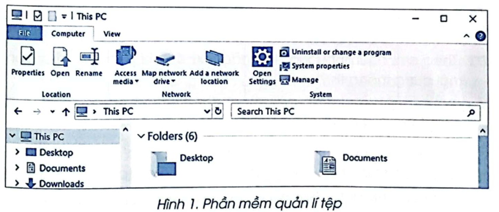 Em hãy chỉ ra công cụ tìm kiếm trên phần mềm quản lí tập cho trong Hình 1. (ảnh 1)