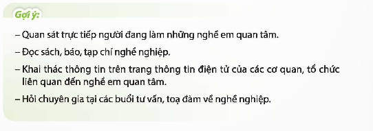 Chia sẻ về cách tìm hiểu các hoạt động đặc trưng, trang thiết bị, dụng cụ lao động cơ bản của những nghề em quan tâm. (ảnh 1)