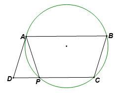 Cho hình bình hành ABCD. Đường tròn đi qua ba điểm A, B, C cắt cạnh CD ở P (P khác C và D). Tìm (ảnh 1)
