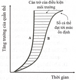 Hình dưới đây mô tả đường cong tăng trưởng của quần thể sinh vật. Phát biểu nào dưới đây đúng?   (ảnh 1)