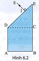 Một khối thuỷ tinh có tiết diện thẳng như Hình 6.2 đặt trong không khí, ABCD là hình vuông, CDE (ảnh 1)