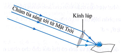 Bằng những kiến thức đã học về thấu kính, kính lúp. Hãy giải thích tại sao khi dùng kính lúp hứng ánh (ảnh 2)