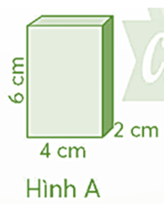 Viết vào chỗ chấm. Chiều dài: ..... cm Chiều rộng: ...... cm Chiều cao: ...... cm V = 4 × 2 × 6 = 48 (cm3) (ảnh 4)