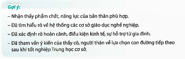 Chia sẻ lí do cho sự lựa chọn hướng đi của em sau tốt nghiệp trung học cơ sở. (ảnh 1)