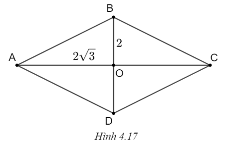 Tính các góc của hình thoi có hai đường chéo dài \(2\sqrt 3 \) và 2. (ảnh 1)