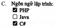 Cho đoạn mã lệnh HTML sau:   Phương án nào sau đây hiển thị đúng kết quả của đoạn mã lệnh trên trình duyệt? (ảnh 4)