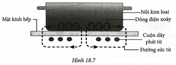Sơ đồ nguyên tắc hoạt động của bếp từ được mô tả như Hình 18.7.  Nhận định nào sau đây là đúng hay sai về nguyên tắc (ảnh 1)