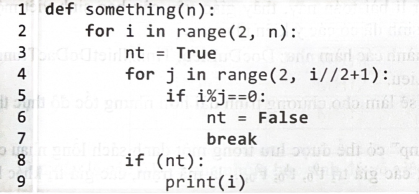 b. Đoạn lệnh trên dòng 5 để kiểm tra xem j có phải là ước số của i hay không. (ảnh 1)