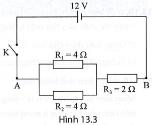 Ba điện trở được mắc theo sơ đồ mạch điện ở Hình 13.3. So sánh công suất tiêu thụ điện trên điện trở R3 (ảnh 1)