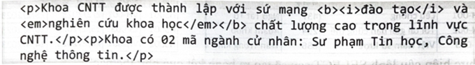 Cho đoạn mã HTML sau:   Phương án nào sau đây là kết quả hiển thị của đoạn mã lệnh trên trình duyệt? (ảnh 1)