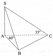 Cho hình chóp S.ABC thoả mãn \({\rm{SA}} \bot ({\rm{ABC}}),\widehat {{\rm{SBA}}} = {40^^\circ },\widehat {{\rm{SCA}}} = {35^^\circ }.\) Góc giữa đường thẳng SB và mặt phẳng \(({\rm{ABC}})\) bằng (ảnh 1)