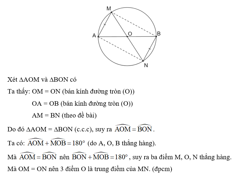 Cho đường tròn (O), đường kính AB và điểm M thuộc (O) (M không trùng với (ảnh 1)