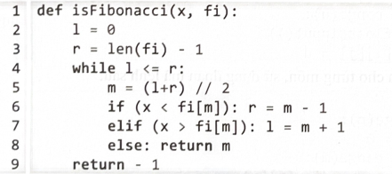 b. Hàm trả về -1 nếu số đó không phải là số Fibonacci, ngược lại, sẽ trả về một số nguyên lớn hơn 0. (ảnh 1)