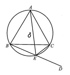 Cho đường tròn (O) ngoại tiếp tam giác đều ABC. Điểm E nằm trên cung nhỏ BC (E khác B và C). ED là (ảnh 1)