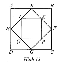 Hình vuông ABCD có cạnh bằng 1, người ta nối trung điểm các cạnh liên tiếp của nó để tạo thành tứ giác EFGH (ảnh 1)