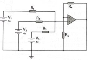 Sơ đồ mạch điện như hình bên dưới đang mô tả mạch khuếch đại thuật toán   	A. cộng không đảo. 	B. trừ.	C. cộng đảo.	D. tích phân. (ảnh 1)