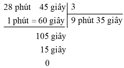 Tính.  28 phút 45 giây : 3 (ảnh 1)