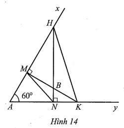 Cho ^xAy và điểm B nằm trong góc xAy. Kẻ đường thẳng BN vuông góc với Ay cắt Ax tại H; (ảnh 1)