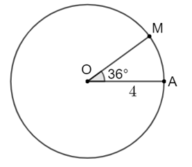 Tính diện tích của hình quạt tròn bán kính 4 cm, ứng với cung 36°. (ảnh 1)