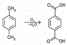 Terephthalic acid là chất rắn màu trắng, được sử dụng chủ yếu làm nguyên liệu tổng hợp polyester PET, được dùng để sản xuất vải sợi và chai nhựa. Quá trình tổng hợp terephthalic từ p-xylene diễn ra theo sơ đồ bên:   Xác định số phân tử oxygen đã phản ứng với một phân tử p-xylene diễn ra trong phản ứng trên. (ảnh 1)