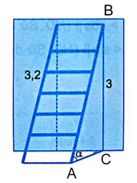 Một cái thang dài 3,2 m đặt tựa bức tường, đầu thang đạt đến độ cao 3 m  (ảnh 2)