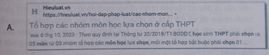 Về cách lựa chọn các môn học khi bước vào trường THPT, mục tin nào sau đây có độ tin cậy thấp nhất?    (ảnh 1)