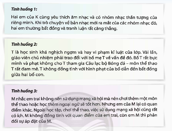 Đóng vai giải quyết bất đồng trong gia đình ở các tình huống sau: (ảnh 1)