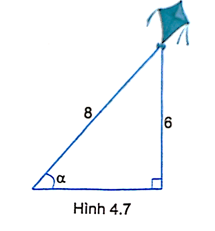 Một cái diều có dây diều dài 8 m, khi dây diều căng thì diều bay ở độ cao 6 m. Hỏi khi đó dây (ảnh 1)