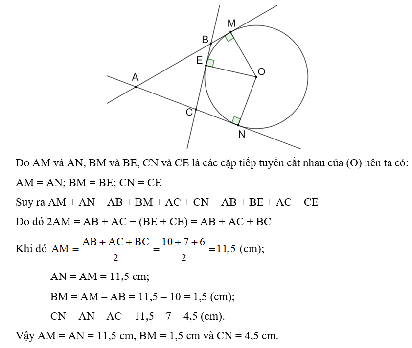 Cho AM và AN là hai tiếp tuyến cắt nhau của đường tròn (O), trong đó M và N (ảnh 1)