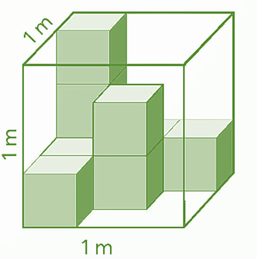 Số? Quan sát hình bên. Hình tạo bởi các hình lập phương màu xanh có thể tích là (ảnh 1)