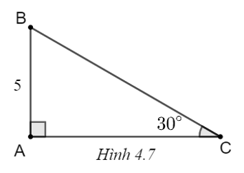 Cho tam giác vuông có một góc nhọn 30° và cạnh đối với góc này bằng 5 cm. Tính độ dài cạnh huyền của tam giác. (ảnh 1)