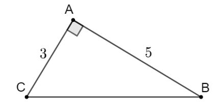 Giải tam giác ABC vuông tại A có BC = a, AC = b, AB = c, trong các trường hợp (góc làm tròn đến độ, cạnh làm tròn đến chữ số hàng đơn vị): a) a = 21, b = 18; b) b = 10, \(\widehat C = 30^\circ ;\) c) c = 5, b = 3. (ảnh 3)