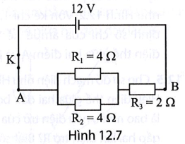 Một đoạn mạch được mắc như  Hình 12.7. Điện trở đoạn mạch AB là:  A. 10 ôm   B. 2,5 ôm  C. 4 ôm  (ảnh 1)