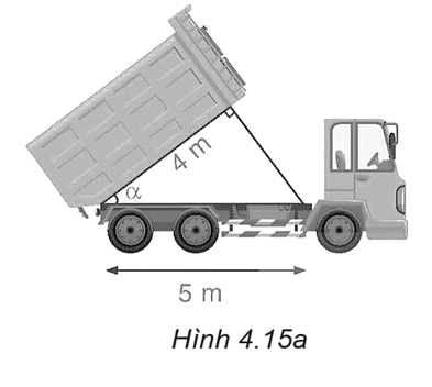 Tính góc nghiêng α của thùng xe chở rác trong Hình 4.15a.   (ảnh 1)