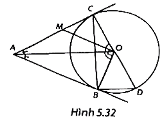 Cho đường tròn tâm O, bán kính R. Từ điểm A nằm ngoài đường tròn vẽ hai tiếp tuyến AB, AC với đường tròn tâm O; B, C là các tiếp điểm. a) Chứng minh AO là đường trung trực của BC. b) Kẻ đường kính CD của (O). Chứng minh BD song song với AO. c) Kẻ OM vuông góc với OB (M thuộc AC). Chứng minh MO = MA. (ảnh 1)