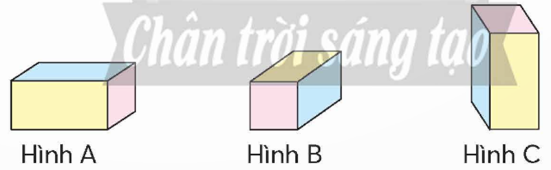 Các mặt đối diện của mỗi hình hộp chữ nhật dưới đây có màu giống nhau. Nêu màu hai mặt đáy của mỗi hình. (ảnh 1)