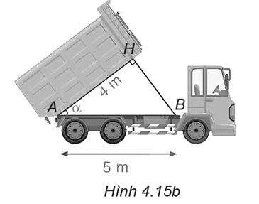 Tính góc nghiêng α của thùng xe chở rác trong Hình 4.15a.   (ảnh 2)