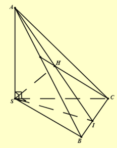 Cho tứ diện SABC có các góc phẳng tại đỉnh S đều vuông. Hình chiếu vuông góc của S xuống mặt phẳng (ABC) là 	A. trực tâm tam giác ABC.	B. trọng tâm tam giác ABC. 	C. tâm đường tròn nội tiếp tam giác ABC.	D.tâm đường tròn ngoại tiếp tam giác ABC. (ảnh 1)
