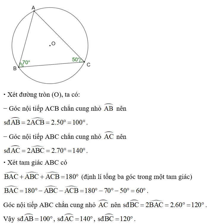 Cho tam giác ABC nội tiếp đường tròn (O). Biết rằng (ảnh 1)