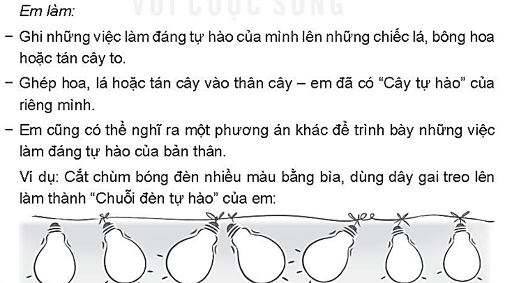 Làm “Cây tự hào của em”  Em cần:  - Giấy bìa màu để làm thân cây, tán cây, kéo, keo dán (ảnh 1)