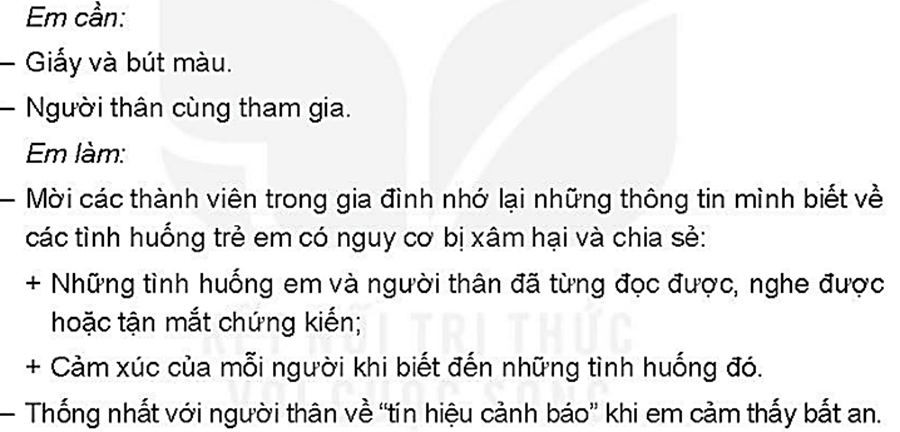 Thảo luận cùng người thân về các tình huống trẻ em có nguy cơ bị xâm hại (ảnh 1)