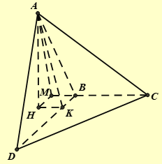 Cho tứ diện \(ABCD\) có \(\widehat {DAB} = \widehat {CBD} = {90^ \circ },AB = a,AC = a\sqrt 5 ,\widehat {ABC} = {135^ \circ }\). Biết góc giữa hai mặt phẳng \(\left( {ABD} \right)\) và \(\left( {CBD} \right)\) bằng \({30^ \circ }\). Thể tích khối tứ diện \(ABCD\) bằng 	A. \(\frac{{{a^3}}}{3}\).	B. \(\frac{{{a^3}}}{6}\).	C. \(\frac{{2{a^3}}}{9}\).	D. \(\frac{{{a^3}\sqrt 6 }}{{24}}\). (ảnh 1)