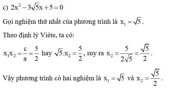 Tính nhẩm nghiệm của các phương trình sau:  a) căn bậc hai 3 x^2 - ( căn bậc hai 3 +1 ) x+1=0; (ảnh 2)