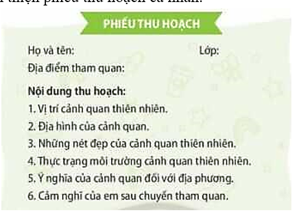 1. Dự kiến nội dung phiếu thu hoạch cá nhân. 2. Trao đổi và hoàn thiện phiếu thu hoạch cá nhân. (ảnh 1)