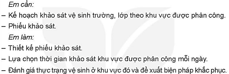 Lập phiếu khảo sát cá nhân để khảo sát thực trạng vệ sinh trường, lớp (ảnh 1)